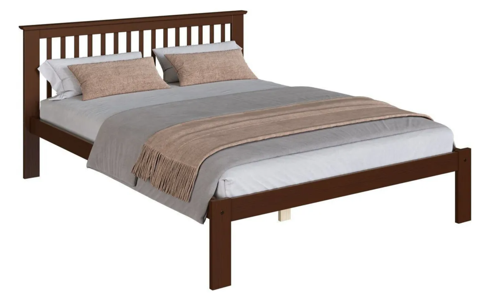 Cama de Casal Júlia de Madeira Maciça com Lastro Walnut