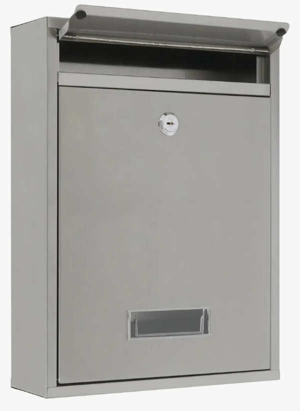 Caixa De Correio Com Fechadura Para Muro Inox 36x26x9cm Prateado