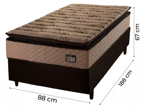 Cama Box Solteiro Colchão Espuma D33 Pillow Top Van Gogh 88x188x67cm Marrom Hellen - Image 3