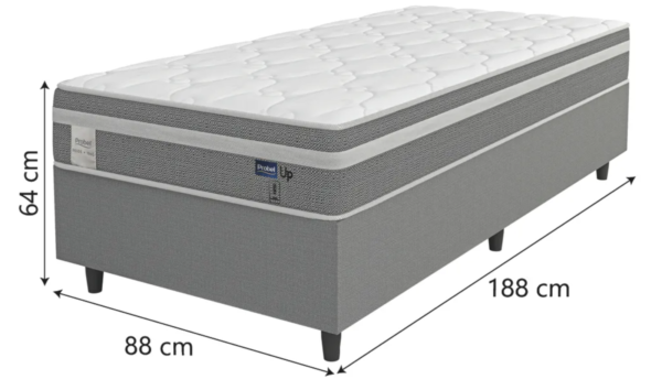 Cama Box Probel Colchão Solteiro Molas Ensacadas Euro In Up 88x188x64cm - Image 3