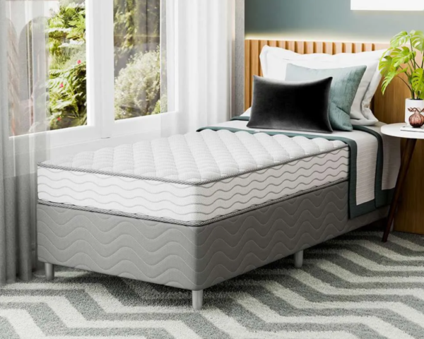 Cama Box Com Colchão Solteiro Howie Espuma D33 Branco - Image 3