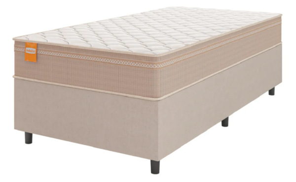 Cama Box Solteiro Molas Qatar 88x188x60cm Bege/branco