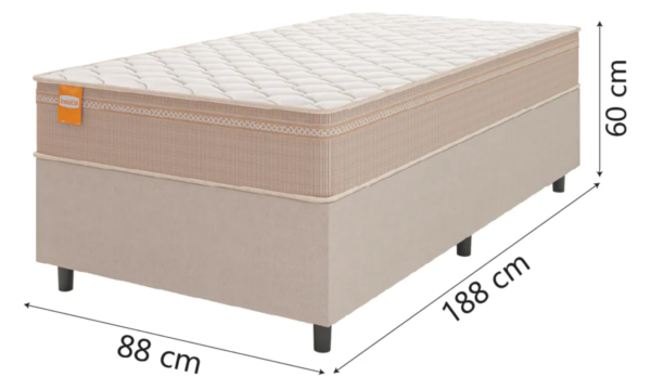 Cama Box Solteiro Molas Qatar 88x188x60cm Bege/branco - Image 2
