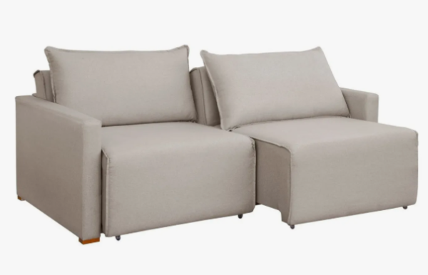 Sofá Cama Retrátil E Reclinável 200cm Júlia - Bege Claro