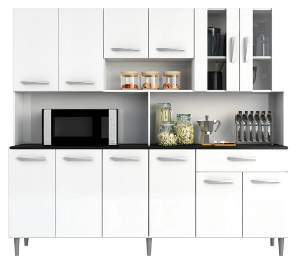 Armário De Cozinha Completa Compacta Clara Branco Poliman Móveis