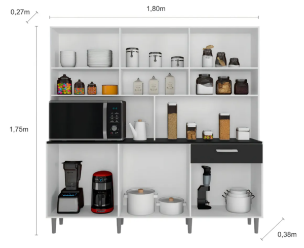 Armário De Cozinha Completa Compacta Clara Branco Poliman Móveis - Image 3