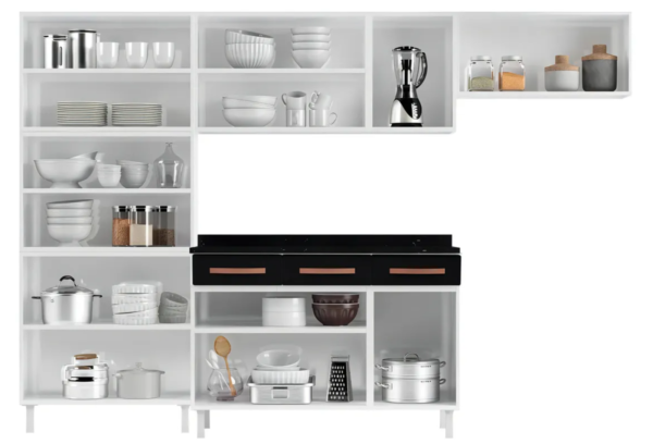 Cozinha Completa 14 Portas 2 Gavetas 5 Vidros Mirage New Preto/branco - Image 2