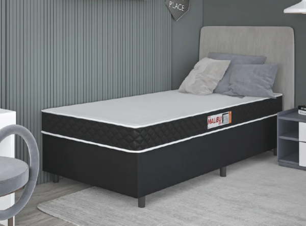 Cama Box colchão Solteiro espuma D20 Malibu 78cm preto Khiara - Image 4