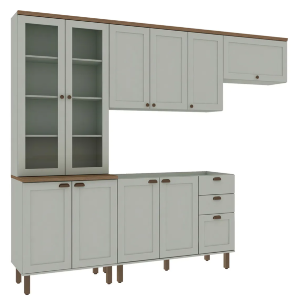 Cozinha Completa Com Cristaleira 100% Mdf Iluminata