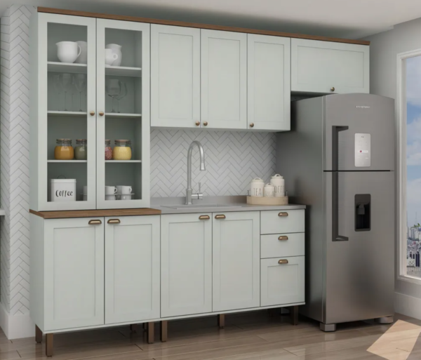 Cozinha Completa Com Cristaleira 100% Mdf Iluminata - Image 2