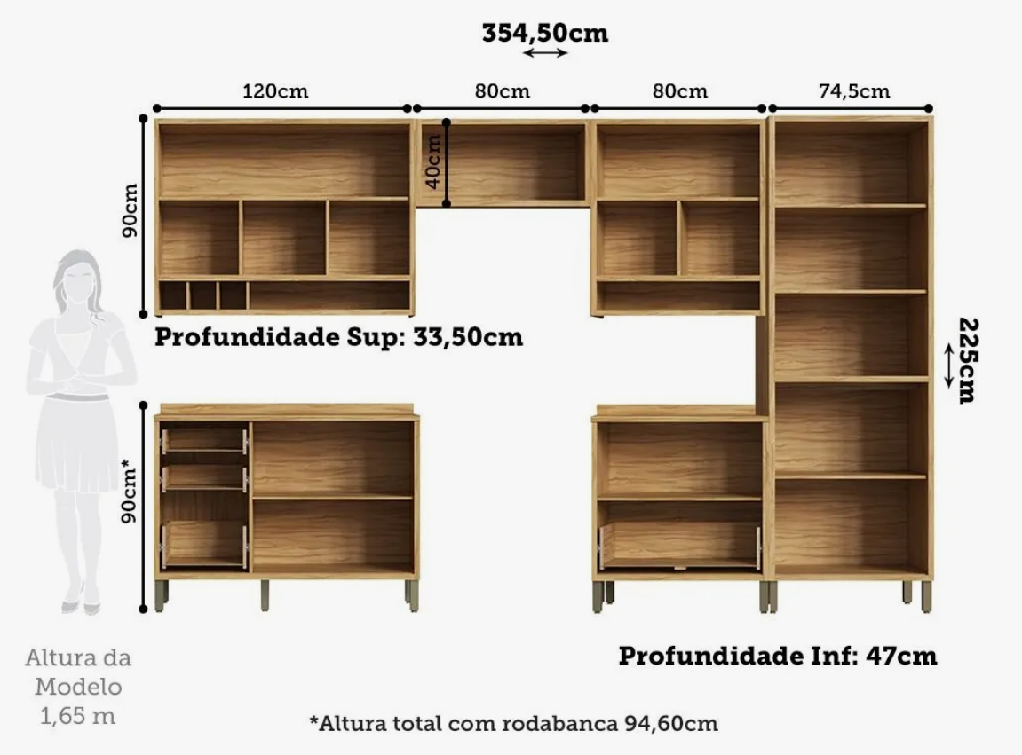 Cozinha Modulada Completa 6 Peças 12 Portas E Vidro Reflecta - Mdf - Image 4