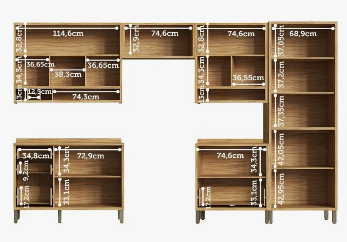 Cozinha Modulada Completa 6 Peças 12 Portas E Vidro Reflecta - Mdf - Image 3