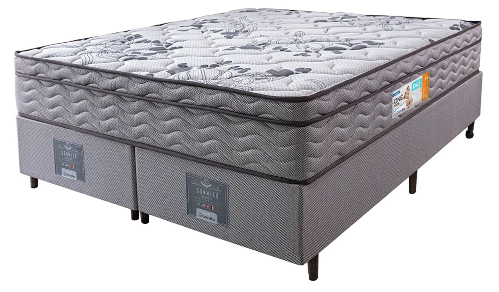 Cama Box King Colchão OrtoFirm + Box 193x203x67 One Face Espuma D45 Cinza