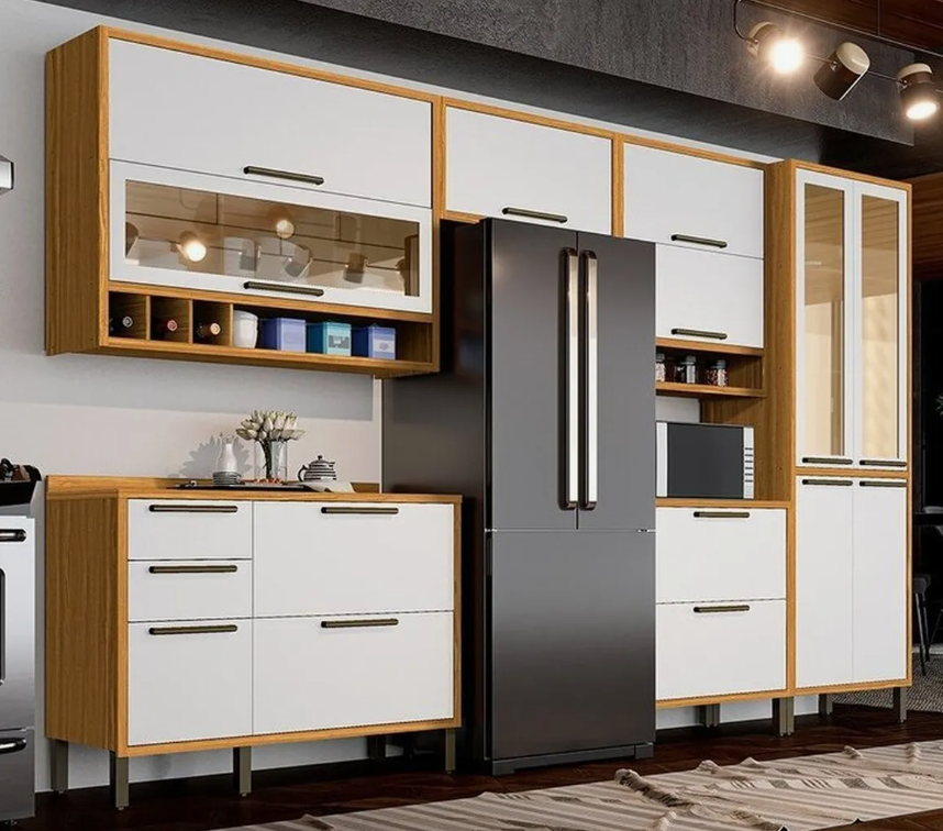 Cozinha Modulada Completa 6 Peças 12 Portas E Vidro Reflecta - Mdf - Image 2