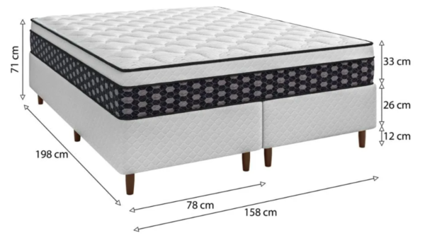 Cama Box Queen Branco E Colchão Queen Molas Ensacadas Individualmente Thássia 153x198x71 Umaflex - Image 6