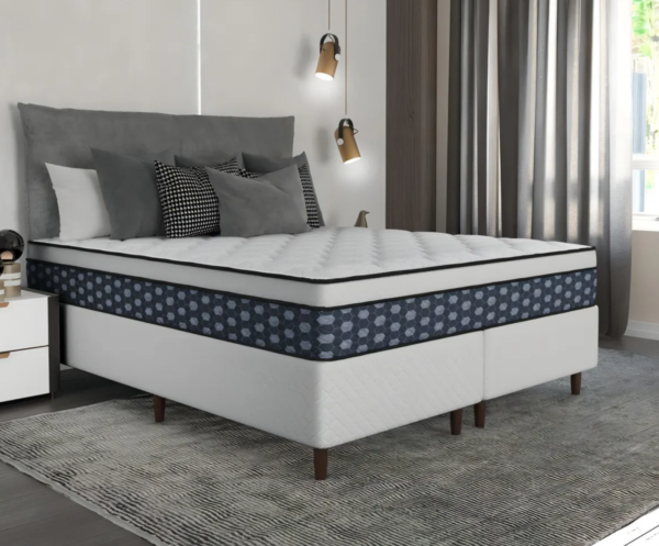 Cama Box Queen Branco E Colchão Queen Molas Ensacadas Individualmente Thássia 153x198x71 Umaflex - Image 7