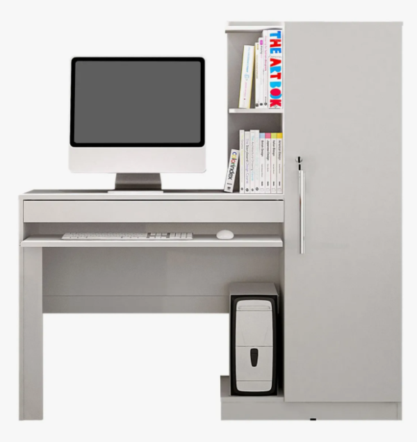Escrivaninha Valdemóveis Mesa com armário 1 porta mdf de 130cm x 136cm x 44cm branco Fosco - Image 2