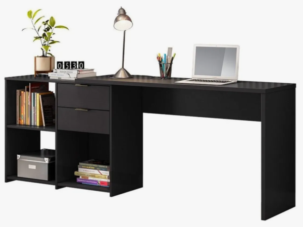 Mesa De Escritório Em L 2 Gavetas 3 Nichos Office