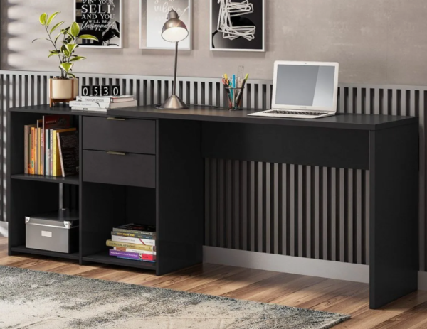 Mesa De Escritório Em L 2 Gavetas 3 Nichos Office - Image 3