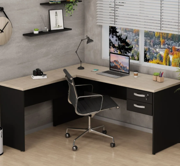 Mesa De Escritório Em L 160x150cm Com Gaveta - Image 2