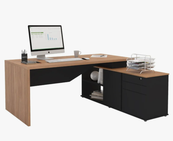 Mesa Para Escritório Diretor Em L 3 Gavetas 1 Porta Spring - Image 8