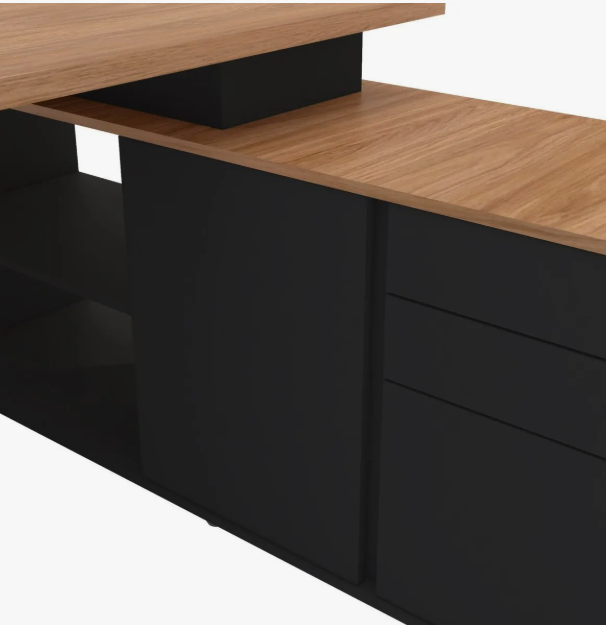 Mesa Para Escritório Diretor Em L 3 Gavetas 1 Porta Spring - Image 2