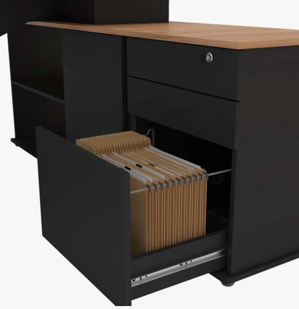 Mesa Para Escritório Diretor Em L 3 Gavetas 1 Porta Spring - Image 3