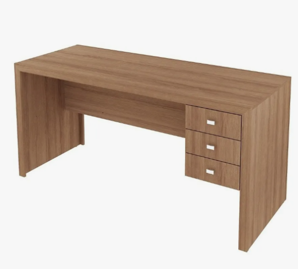 Mesa Para Escritório Com 3 Gavetas Me4113 Tecno Mobili D Amêndoa
