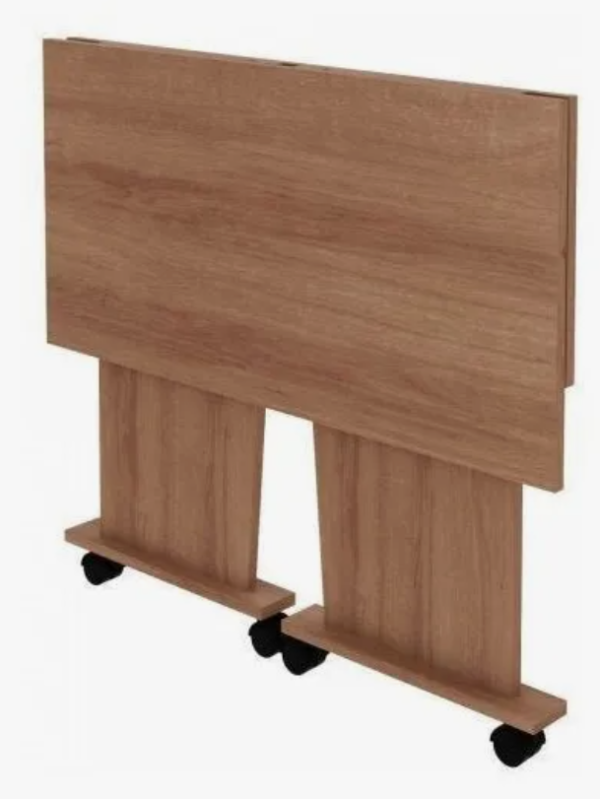 Mesa Escrivaninha Para Escritório Dobrável Com Rodizio Amêndoa ME4117 Tecnomobili - Image 4