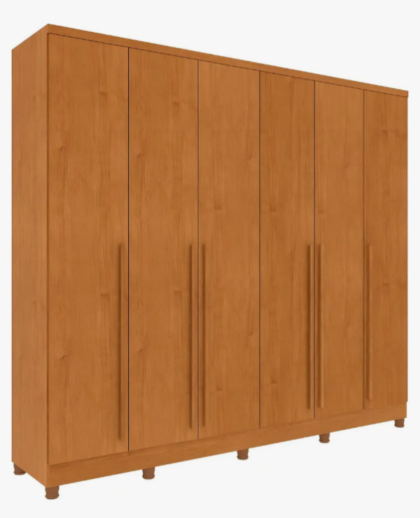 Guarda Roupa Casal 6 Portas 8 Gavetas Puxador Mdf 270cmcom