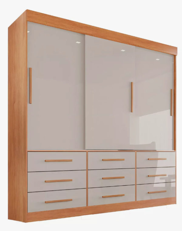Guarda Roupa Casal 3 Portas 9 Gavetas Luana Sallêto Móveis