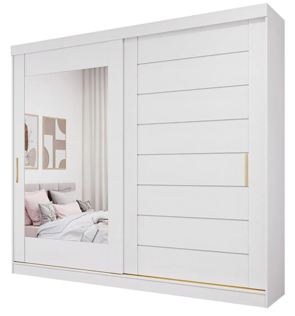 Guarda Roupa Casal 264cm 2 Portas De Correr Com Espelho