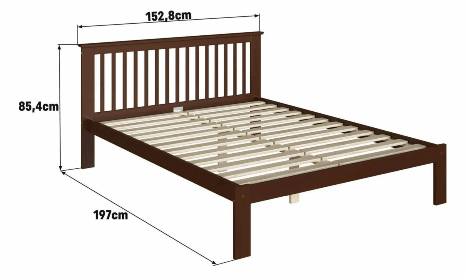 Cama de Casal Júlia de Madeira Maciça com Lastro Walnut - Image 4