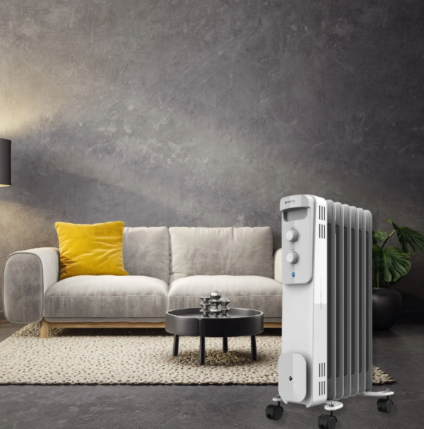 Aquecedor Elétrico Portátil Cinza 1500w A Óleo Silencioso - Image 2