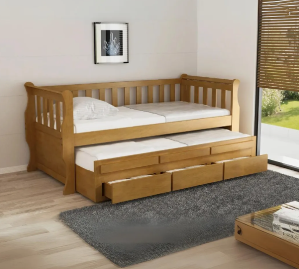Bicama de Madeira Maciça solteiro Bedroom Móveis - Imbuia - Image 2
