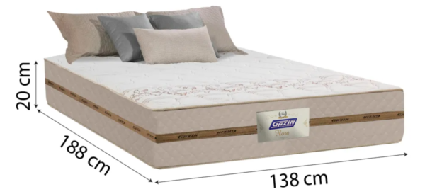 Cama Box Baú Casal Colchão Gazin Molas Flora Bege 138x188x61cm - Image 3