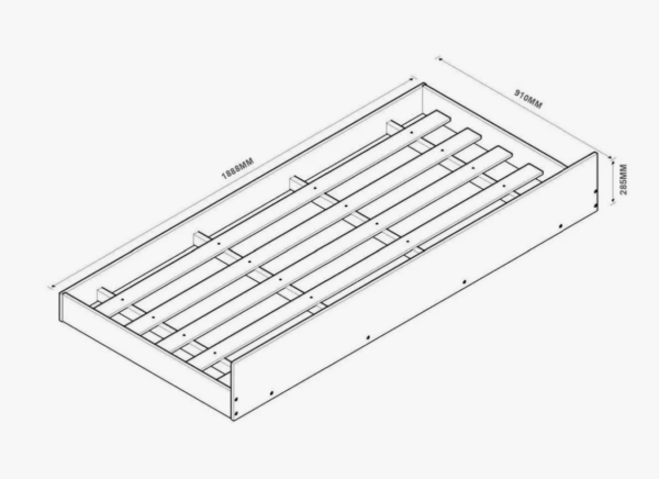 Bicama Solteiro Barcelona com Cama Auxiliar e Rodízios em MDF - Image 4