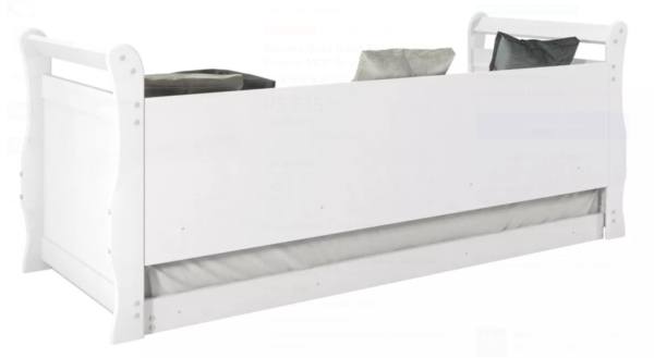 Bicama Sofá Babá Solteiro Bibox Framar MDF Branco Bella - Image 5