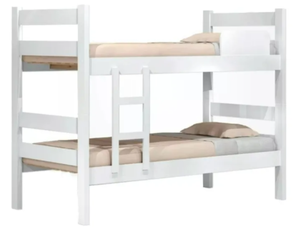 Beliche Solteiro Reforçada Com Escada Grade De Proteção Branco