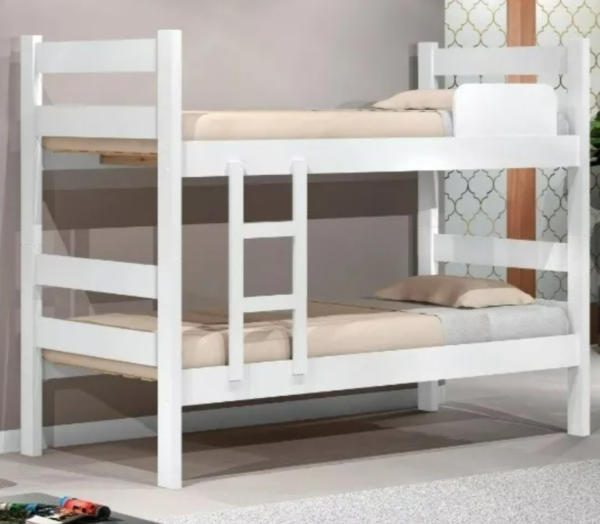 Beliche Solteiro Reforçada Com Escada Grade De Proteção Branco - Image 3