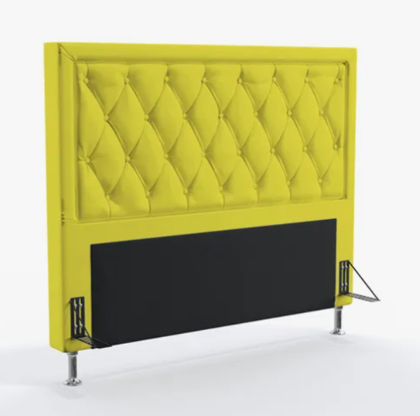Cabeceira Para Cama De Casal Centaurus 140 Tecido Sued Amarelo