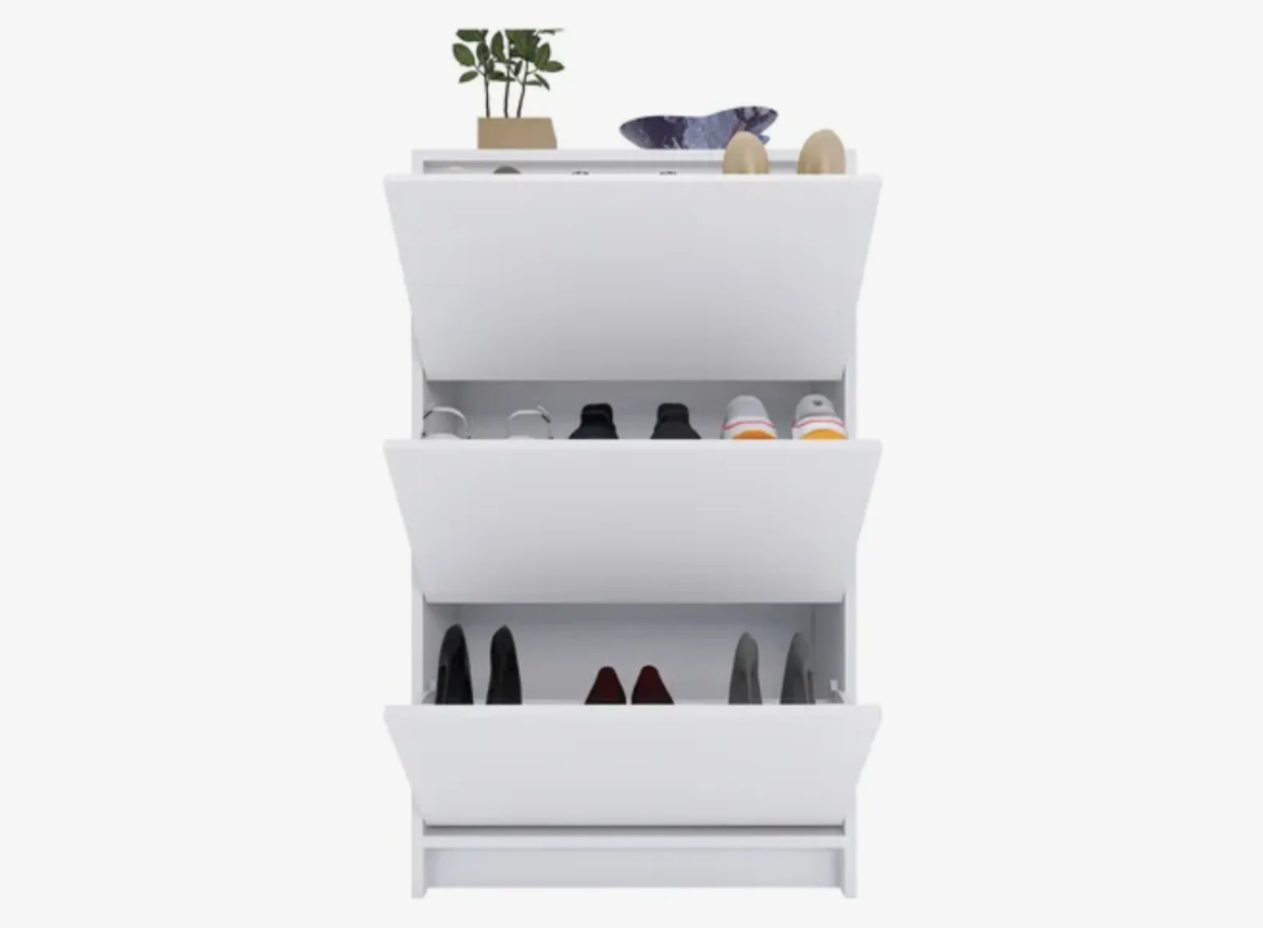 Sapateira Alta Compacta 3 Portas Branca Para Calçados - Image 3