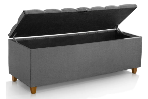 Recamier Baú Linho Estofado Padrão Guarda Enxoval Casal - Image 2