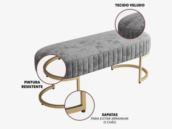 Banco Recamier Bella Com Pés De Aço - Image 4