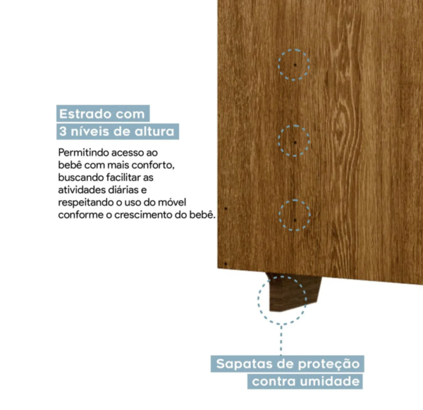 Quarto de Bebê Completo com Berço, Cômoda e Guarda-Roupa em MDF - Image 5