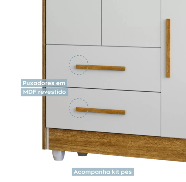 Quarto de Bebê Completo com Berço, Cômoda e Guarda-Roupa em MDF - Image 9