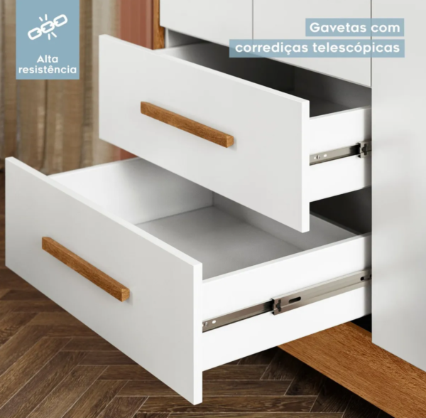 Quarto de Bebê Completo com Berço, Cômoda e Guarda-Roupa em MDF - Image 8
