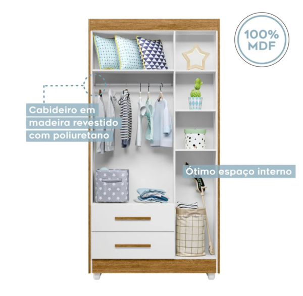 Quarto de Bebê Completo com Berço, Cômoda e Guarda-Roupa em MDF - Image 7