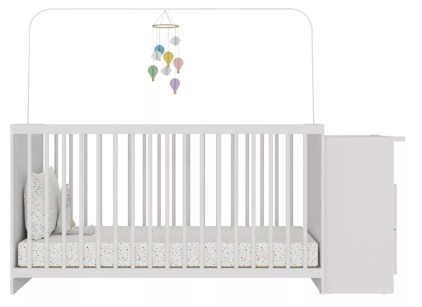 Berço com Cômoda e Colchão D18 Branco Meu Bebê Multimóveis – 2 Gavetas e 3 Alturas - Image 2