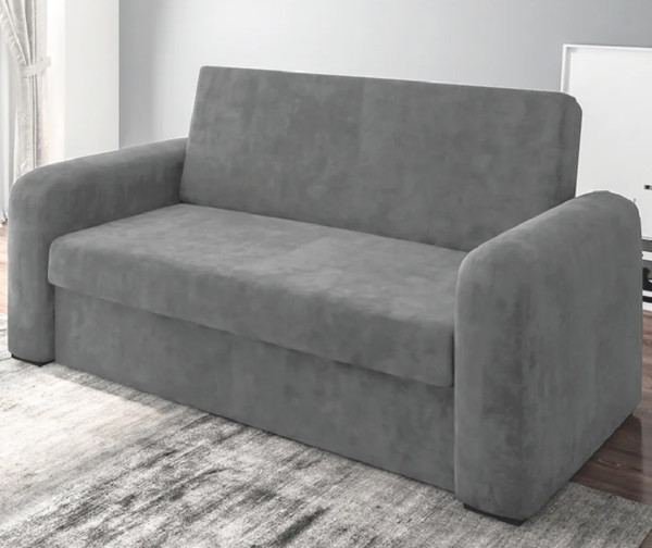 Sofá Cama Versátil 2 Lugares Veludo Selmer Cinza - Image 2